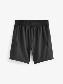 Black Active Cargo Gym Training Shorts