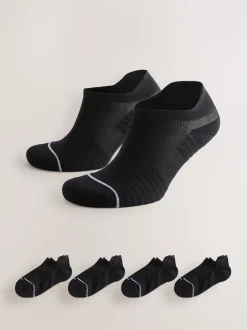 Black Active Cushioned Sports Trainer Socks 4 Pack