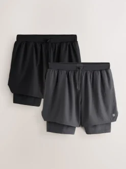 Black Active 2-In-1 Shorts 2 Pack