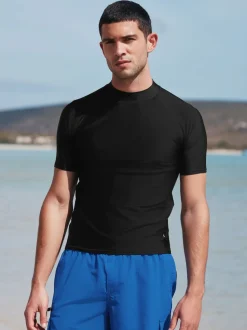 Black Active Short Sleeve Rash Vest