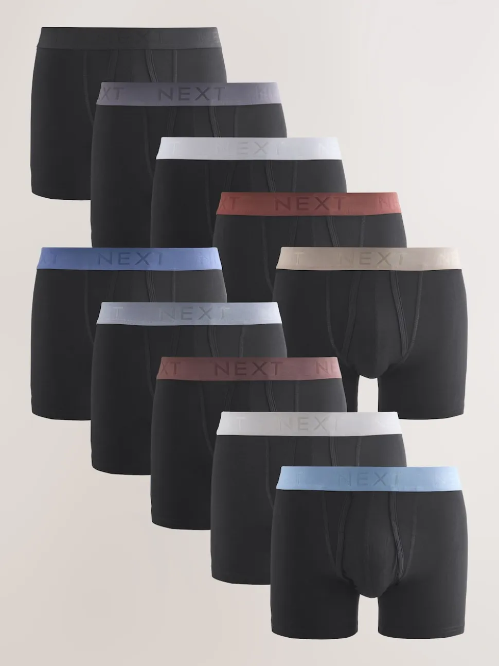 Black Blue/Brown Waistbands A-Front Boxers 10 Pack