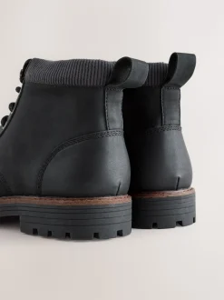Black Borg Lined Cord Trim Boots