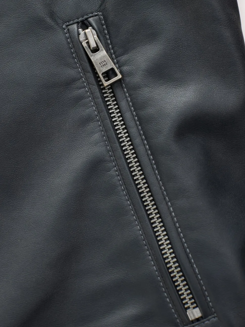 Black Borg Lined Faux Leather Biker Jacket