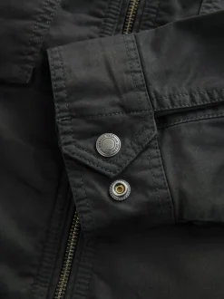 Black Borg Lined Zip Through Funnel Jacket