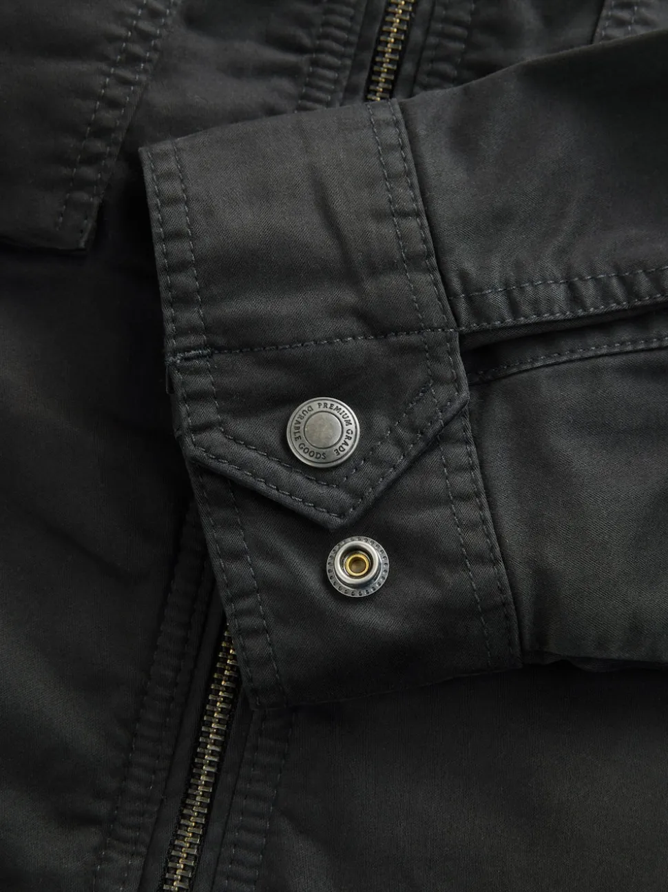 Black Borg Lined Zip Through Funnel Jacket