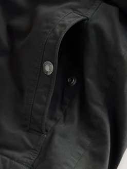 Black Borg Lined Zip Through Funnel Jacket