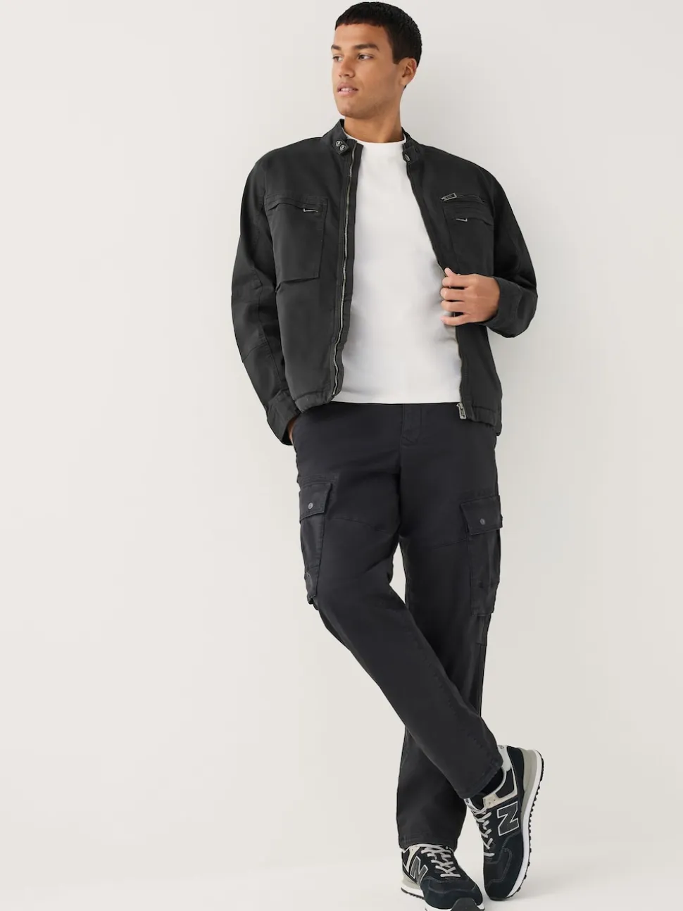 Black Borg Lined Zip Through Funnel Jacket