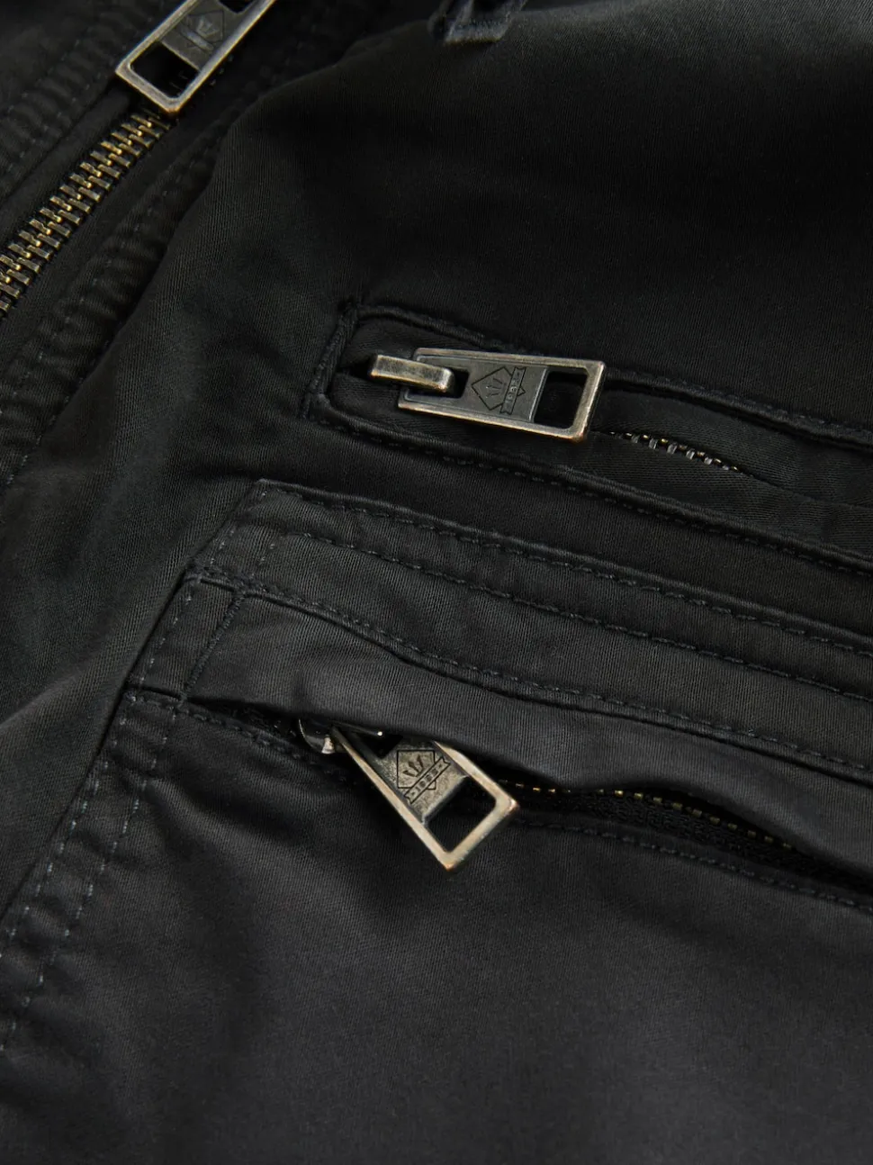 Black Borg Lined Zip Through Funnel Jacket