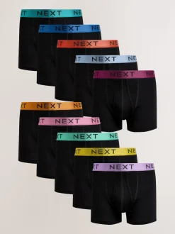 Black Bright Colour Shiny Waistbands A-Front Boxers 10 Pack