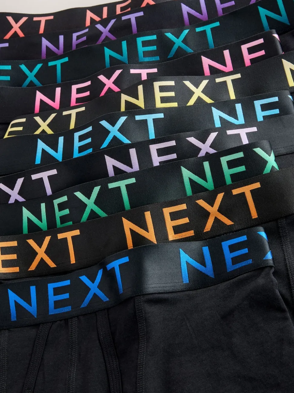 Black Bright Ombre Text Waistband 10 pack Cotton Rich Blend Hipsters Boxers