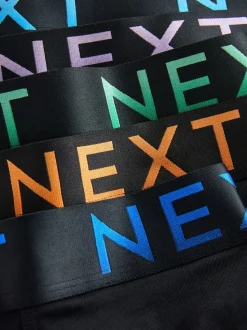 Black Bright Ombre Text Waistband 10 pack Cotton Rich Blend Hipsters Boxers