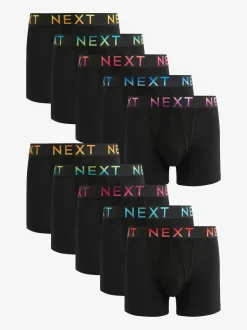 Black Bright Ombre Text Waistbands A-Front Boxers 10 Pack