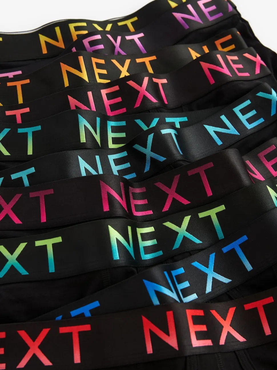 Black Bright Ombre Text Waistbands A-Front Boxers 10 Pack