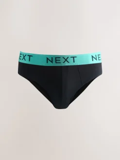 Black Bright Waistband 10 pack Cotton Rich Briefs