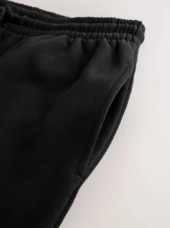 Black Brushback Heavyweight Open Joggers