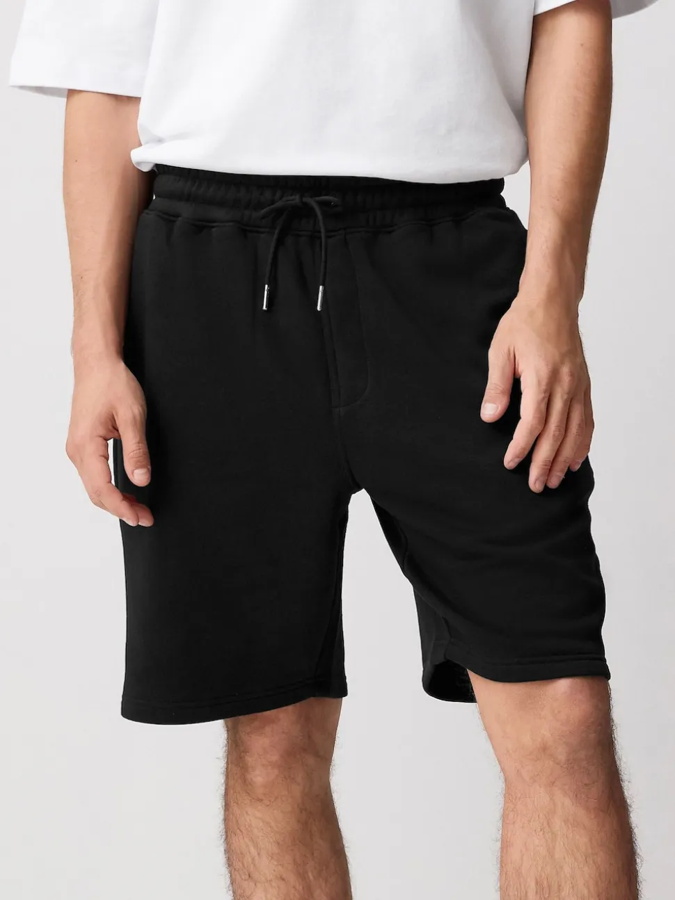 Black Brushed Jersey Zip Pocket Shorts