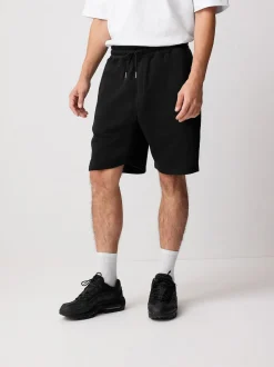Black Brushed Jersey Zip Pocket Shorts