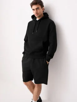 Black Brushed Jersey Zip Pocket Shorts