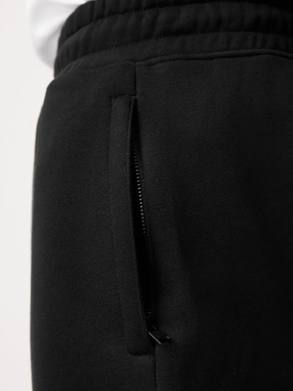 Black Brushed Jersey Zip Pocket Shorts