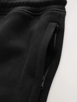 Black Brushed Jersey Zip Pocket Shorts