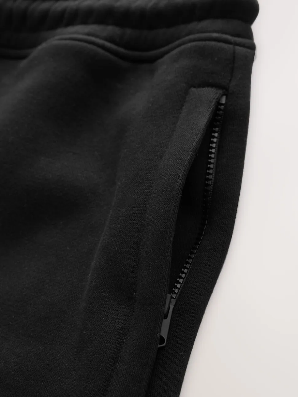 Black Brushed Jersey Zip Pocket Shorts