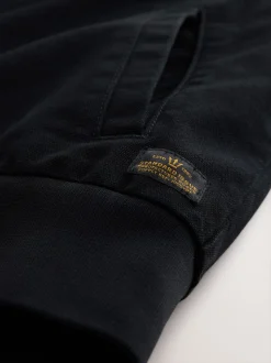 Black Canvas Borg Lined Hooded Jacket
