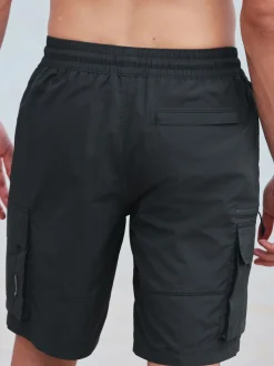 Black Cargo Swim Shorts