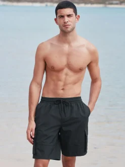 Black Cargo Swim Shorts
