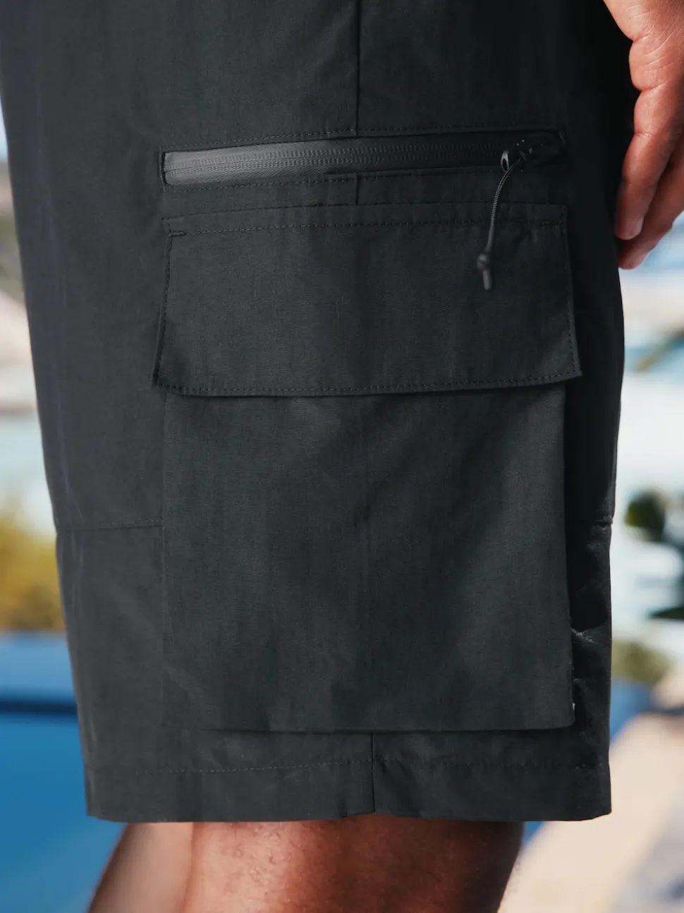 Black Cargo Swim Shorts