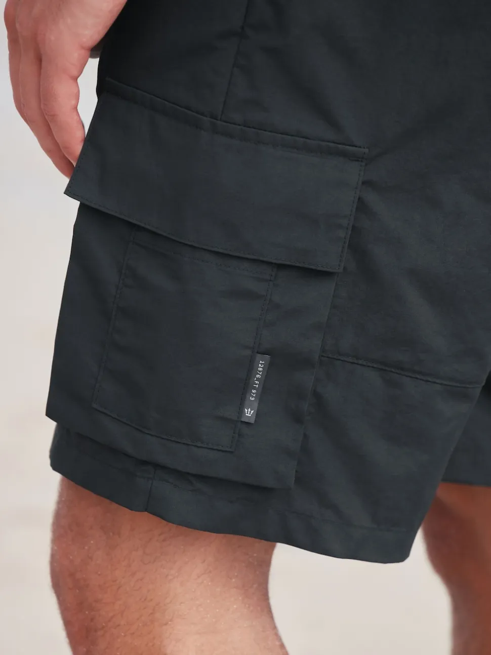 Black Cargo Swim Shorts