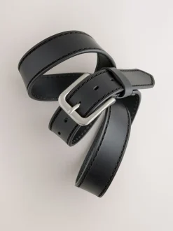 Black Casual Leather Belt