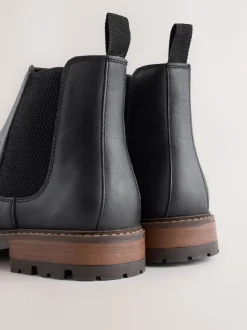 Black Casual Leather Chelsea Boots
