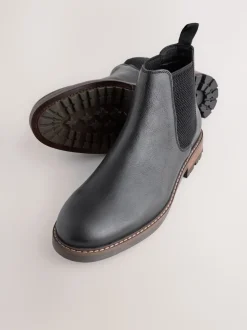 Black Casual Leather Chelsea Boots