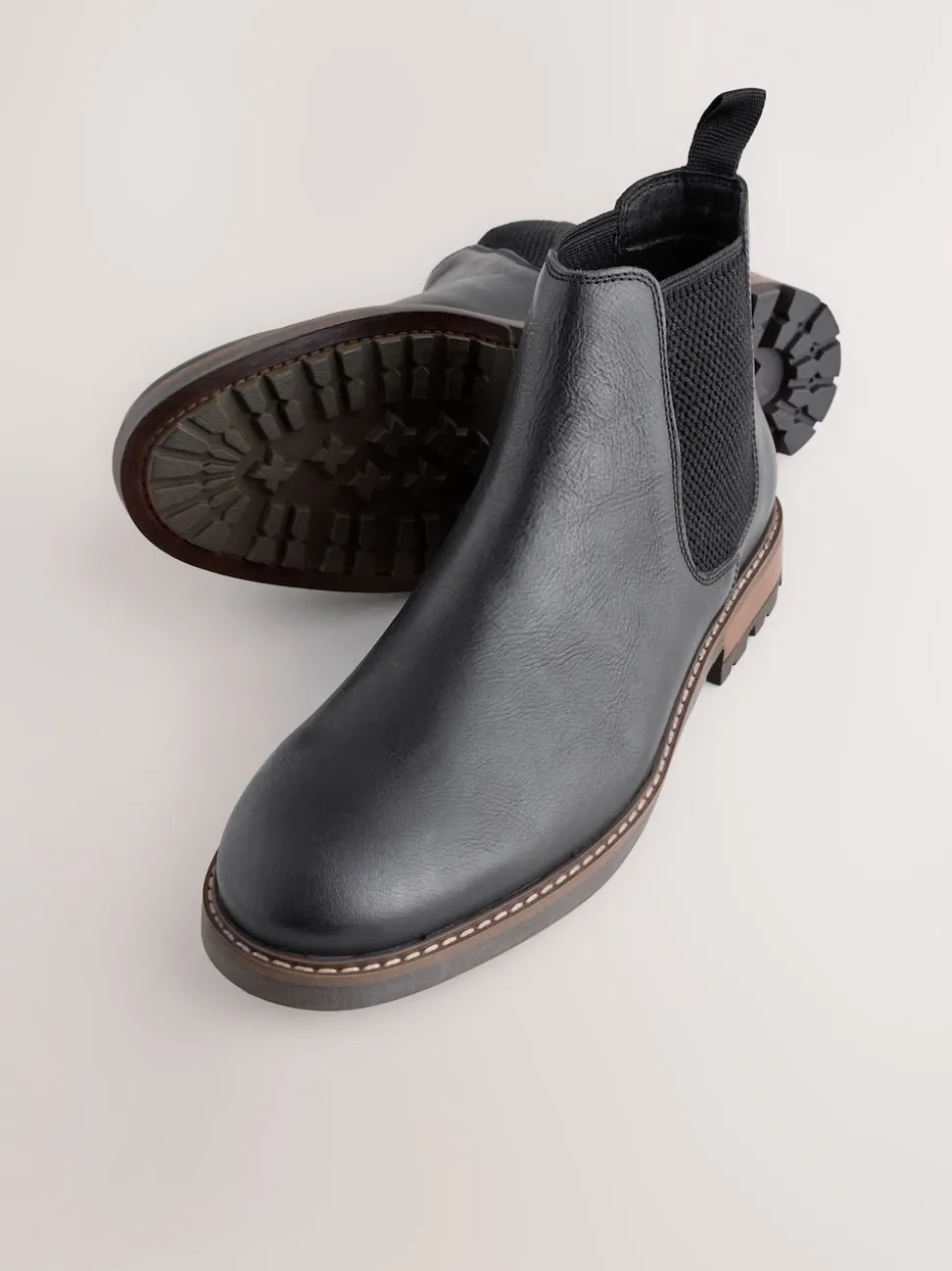 Black Casual Leather Chelsea Boots