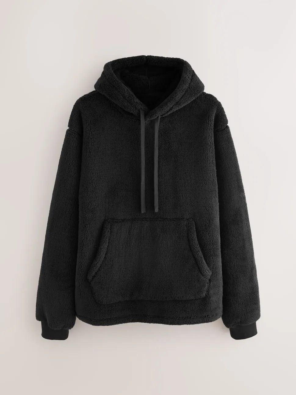 Black Chamonix Pattern Borg Overhead Hoodie