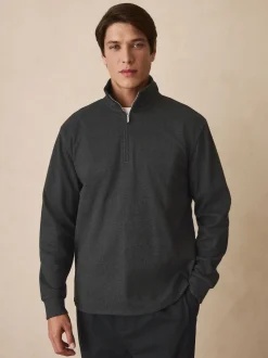 Black Check Long Sleeve Quarter Zip Jumper