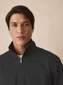 Black Check Long Sleeve Quarter Zip Jumper