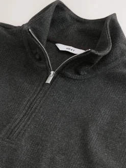 Black Check Long Sleeve Quarter Zip Jumper