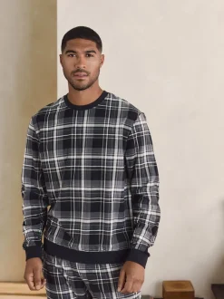 Black Check Motionflex Cosy Long Sleeve Cuffed Pyjamas Set