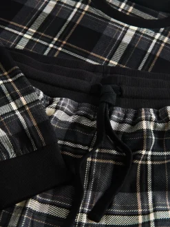 Black Check Motionflex Cosy Long Sleeve Cuffed Pyjamas Set