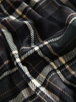 Black Check Motionflex Cosy Long Sleeve Cuffed Pyjamas Set