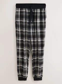 Black Check Motionflex Cosy Long Sleeve Cuffed Pyjamas Set