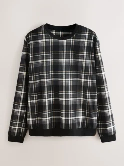 Black Check Motionflex Cosy Long Sleeve Cuffed Pyjamas Set