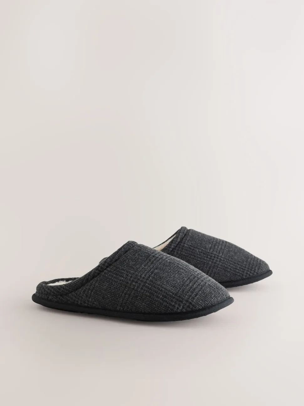 Black Check Mule Slippers