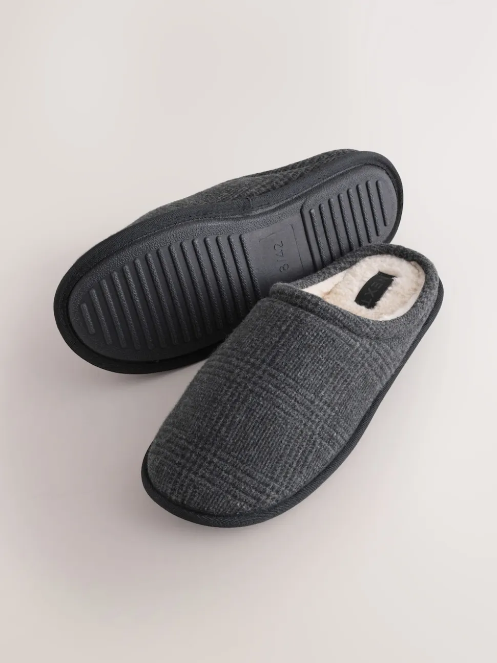 Black Check Mule Slippers
