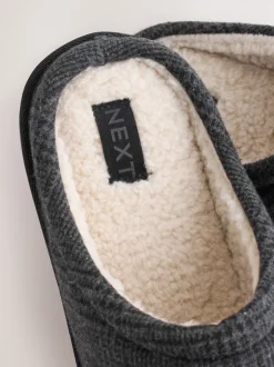 Black Check Mule Slippers