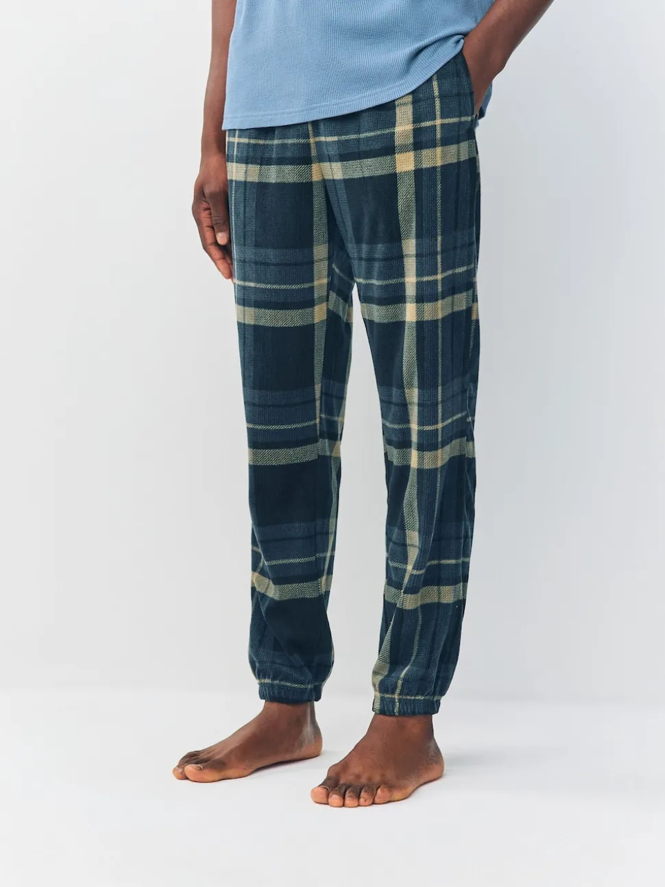 Black Check Textured Cosy Motionflex Cuffed Pyjamas Set