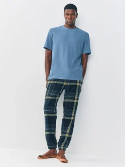 Black Check Textured Cosy Motionflex Cuffed Pyjamas Set