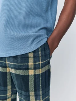 Black Check Textured Cosy Motionflex Cuffed Pyjamas Set