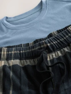 Black Check Textured Cosy Motionflex Cuffed Pyjamas Set